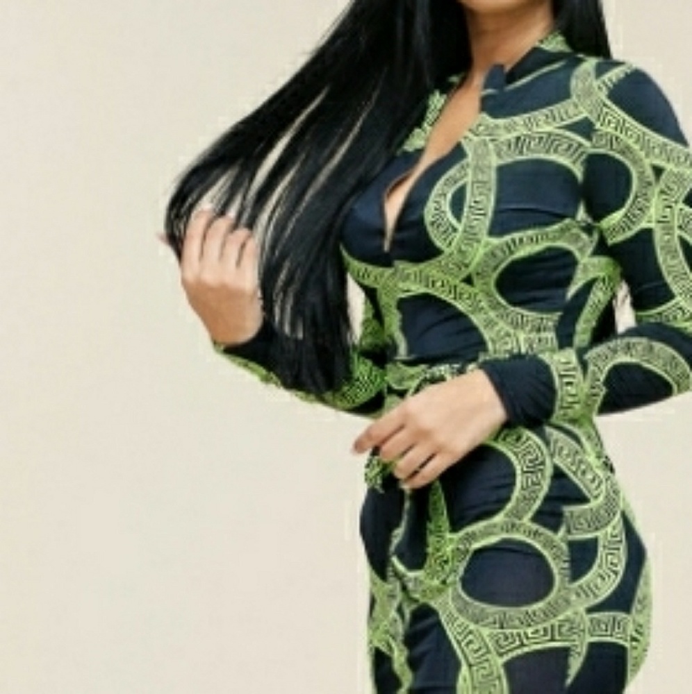 💥Long Sleeve Plus Size Multi Color Print Dress - Picture 4 of 5